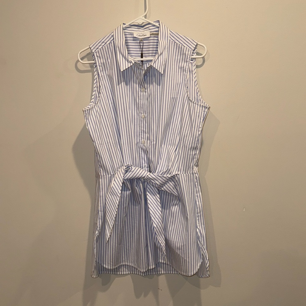 Calvin Klein - Striped Button Up Tie Sundress LARGE